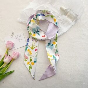 2Γ Bag Twilly Purse Skinny Scarf Multicolored Floral
